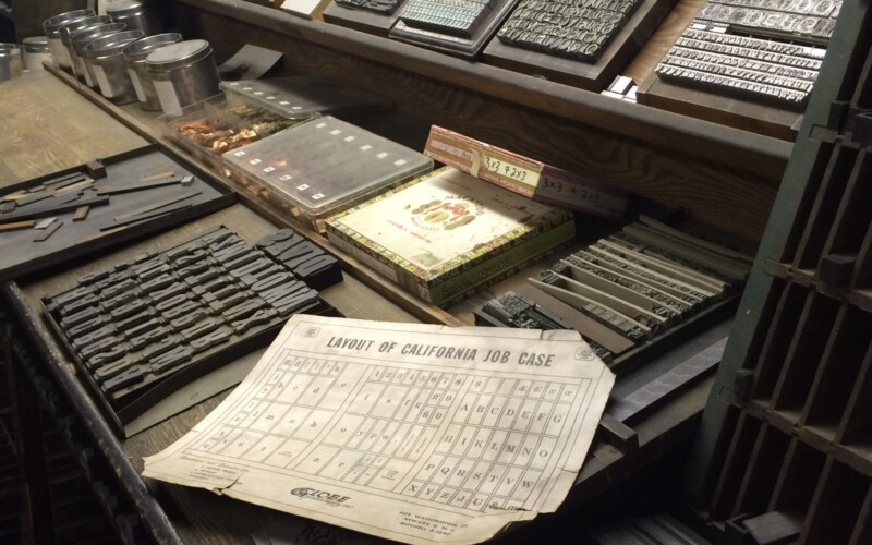 Typeface collection at Woodside Press at the Brooklyn Navy Yard