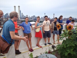 Doug Chapman leading the Urban Ecology Tour at the Brooklyn Grange rooftop farm. Doug Chapman leading the Urban Ecology Tour at the Brooklyn Grange rooftop farm.