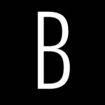 Brownstoner Logo, a white B on black background