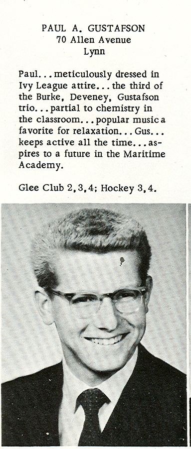 Yearbook photo of Paul Gustafson from 1959