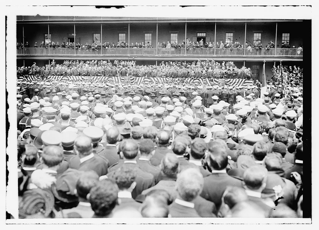 President Wilson delivering eulogy for sailors killed at Veracruz. Courtesy Library of Congress