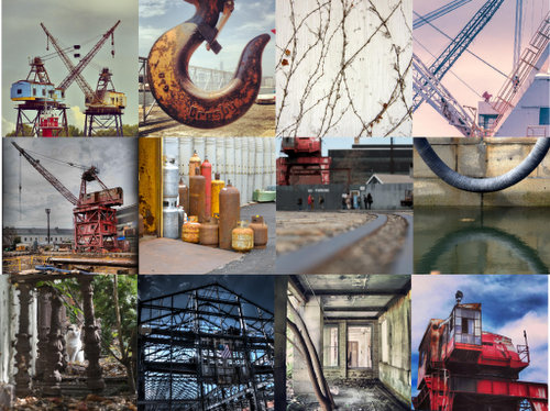 Collage of 12 photos of Brooklyn Navy Yard