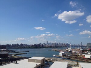 View of Wallabout Bay and the Brooklyn Navy Yard.