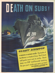 US Nav poster to boost morale for Destroyer Escort shipbuilders. 
