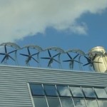 Wind turbines on top of an aluminum building