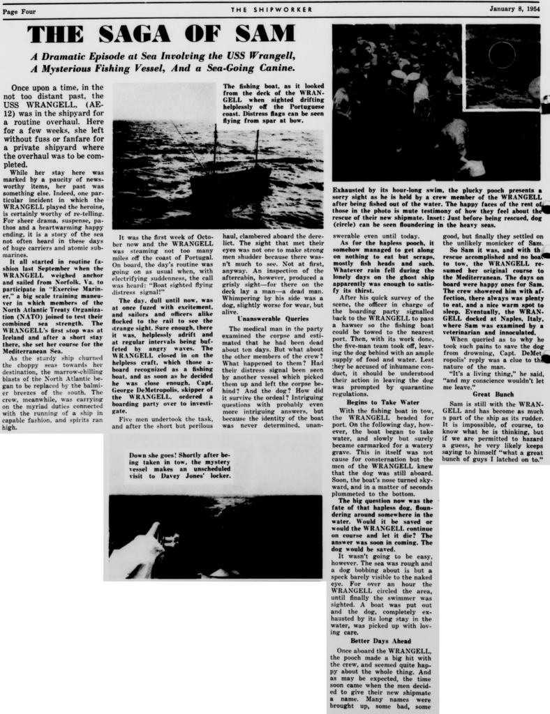 "The Saga of Sam," Brooklyn Navy Yard Shipworker, Jan 8, 1954. Credit: Brooklyn Navy Yard Archive.