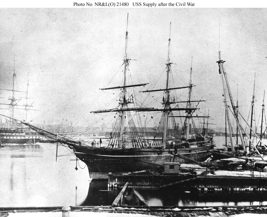 USS Supply at the Brooklyn Navy Yard, sometime after the Civil War.