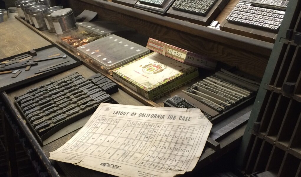 Typeface collection at Woodside Press at the Brooklyn Navy Yard