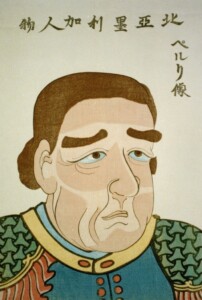 Commodore Matthew C. Perry as depicted in a Japanese woodblock print from 1854. Source: Wikipedia