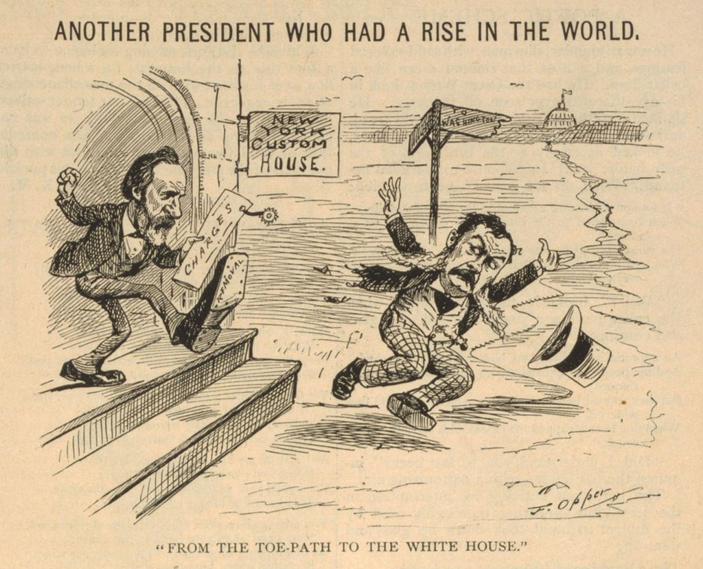 1881 cartoon by Frederick B. Opper depicting Chester A. Arthur's less-than-admirable political career. Credit: Library of Congress