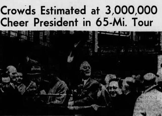 President Roosevelt on his tour of New York City. Brooklyn Daily Eagle, October 22, 1944.