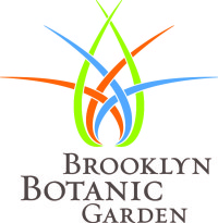 Logo of the Brooklyn Botanic Garden with a plant with red, green, and blue and the word of the organization spelled out