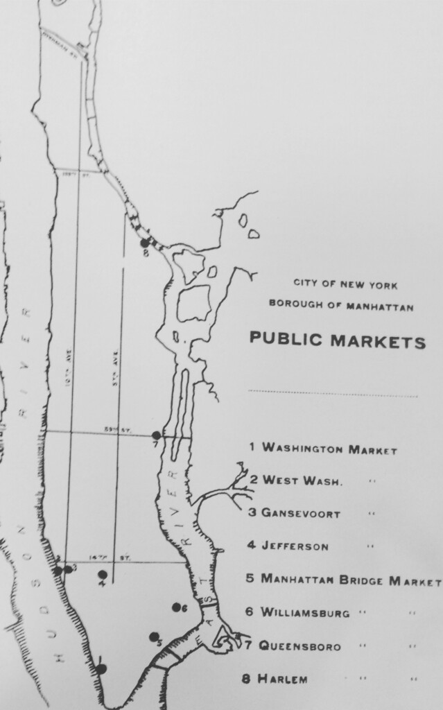Map of open-air pushcart markets, 1915 (1915 NYC Department of Markets Report)