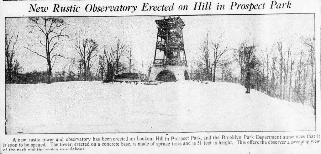 The Rustic Tower on Lookout Hill, soon to be commandeered by the military (Brooklyn Daily Eagle, Dec. 29, 1917)