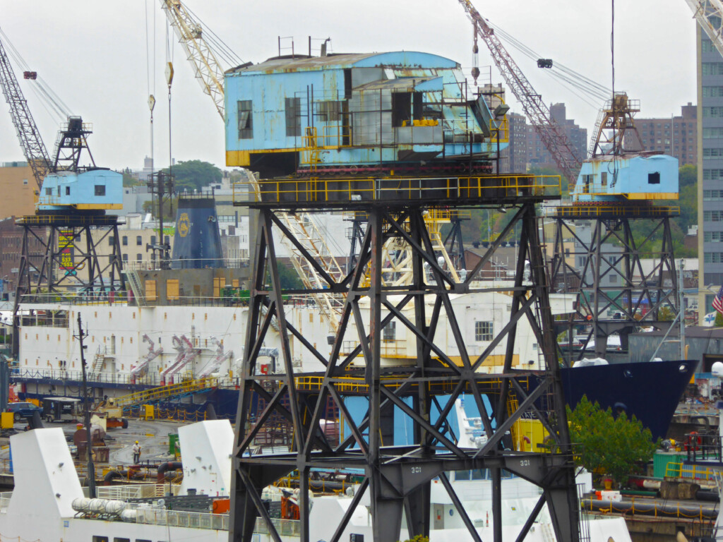 Blue shipyard crane