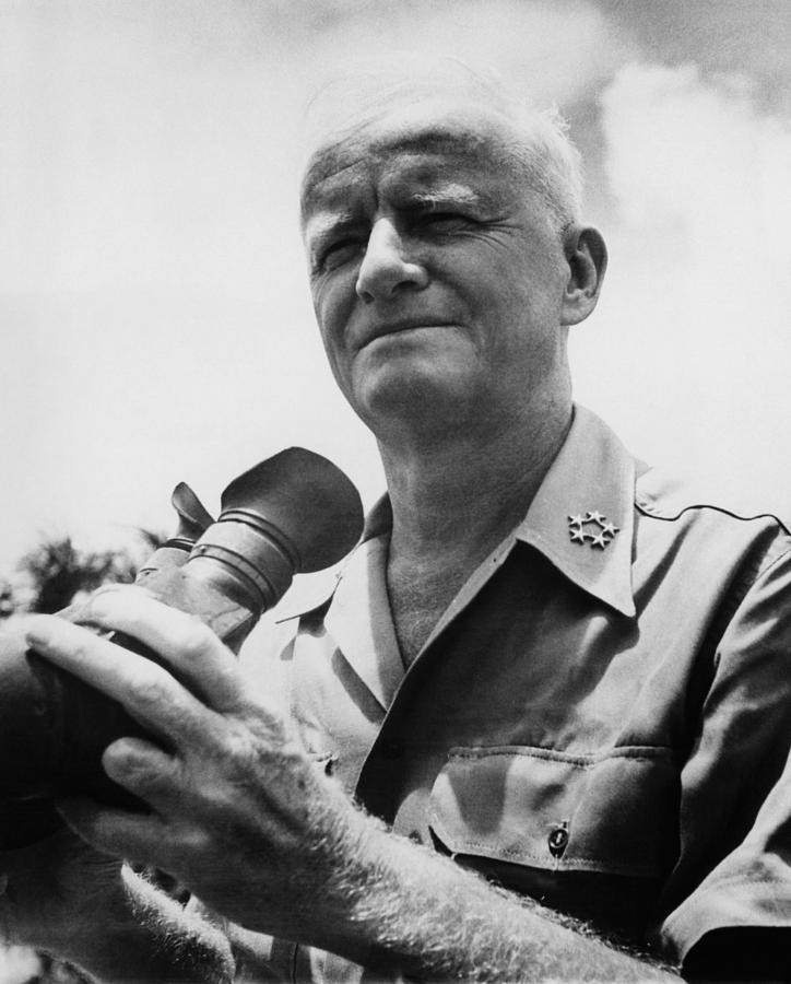 Fleet Admiral Chester Nimitz holding binoculars showing ring finger on left hand missing
