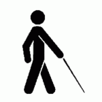 Symbol of person walking with cane